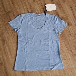 NWT Moncler Baby Blue Emblem Feminine Summer Basic Cotton Tee Shirt Size Large